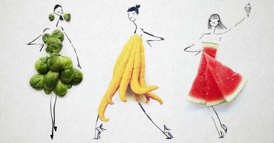 Фэшн иллюстратор создает поразительные эскизы женских нарядов из привычных нам продуктов