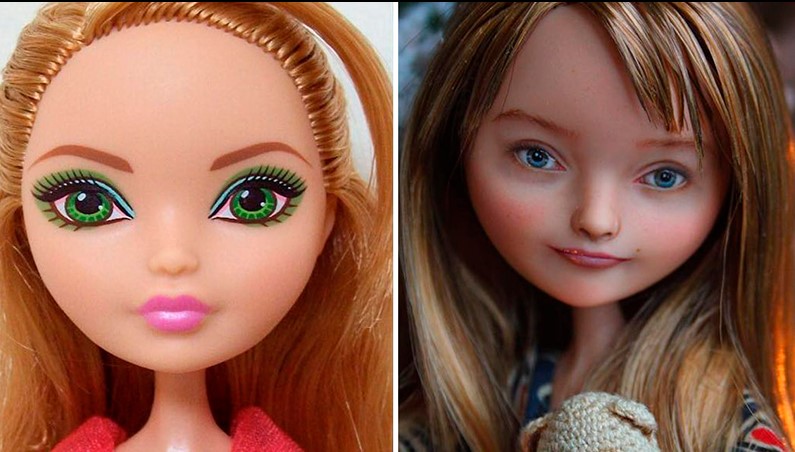 Художница стирает макияж куклам и придаёт их лицам естественности!