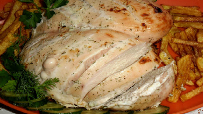 Вкусная и быстрая в приготовлении тушеная куриная грудка в кефире!