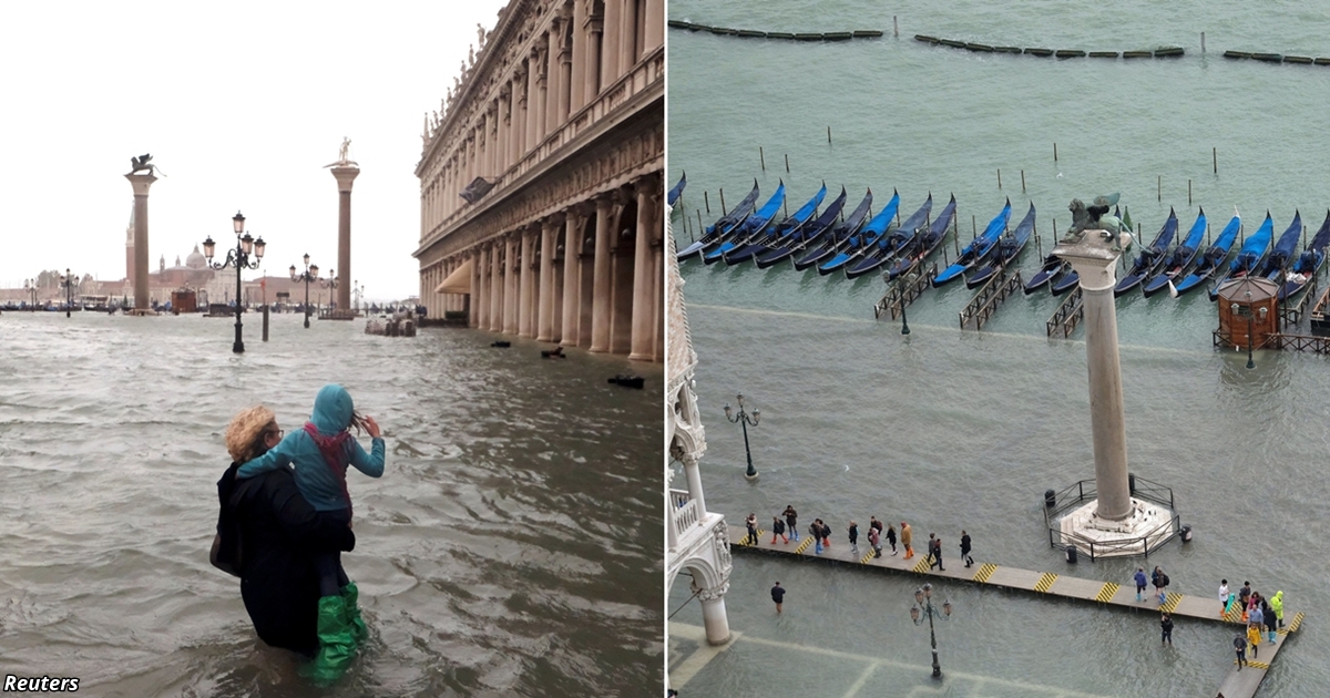 Из за наводнения 70% Венеции оказалось под водой! Вот жуткие фото