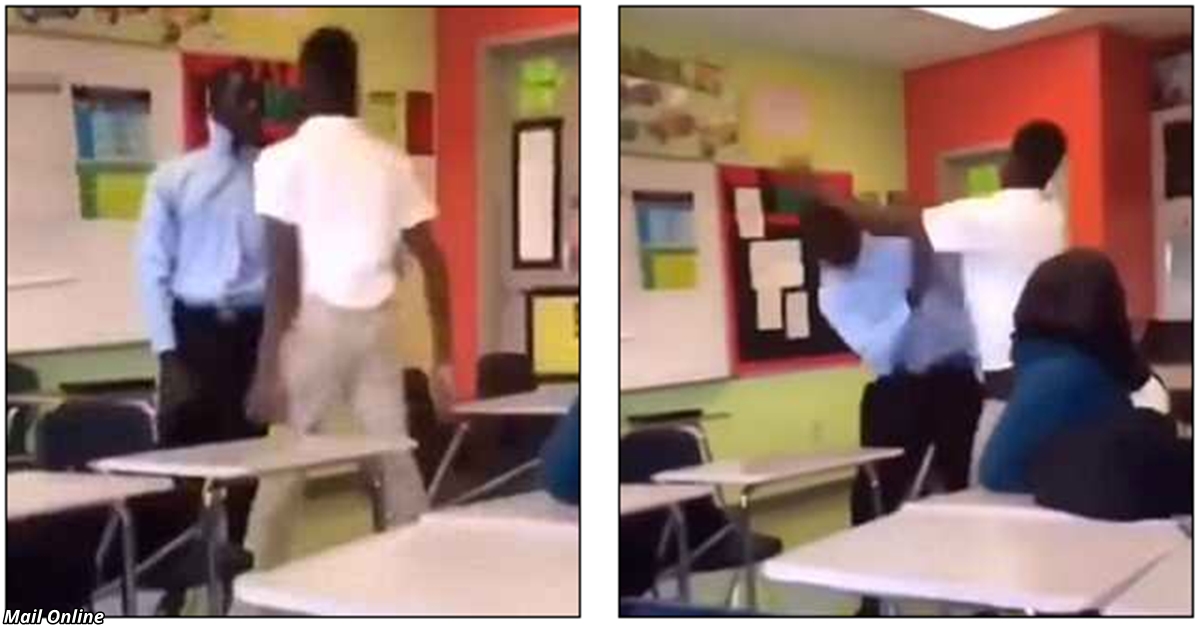 Жестокая драка между учителем и учеником попала на видео