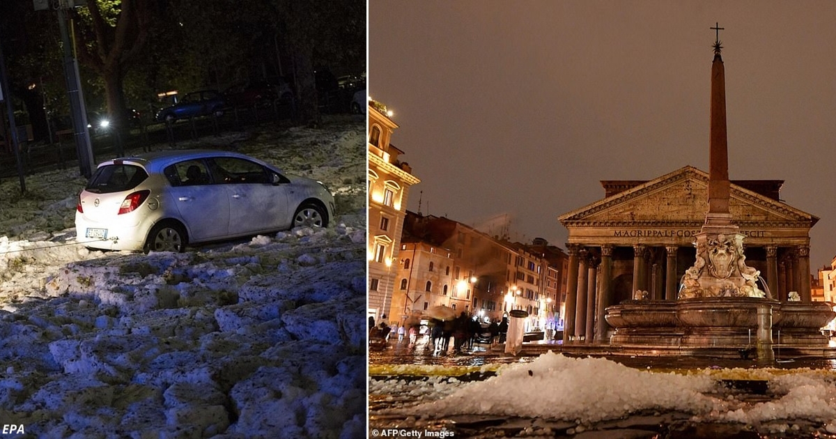 В Риме было +27, а потом его резко завалило снегом и льдом. Вот фото этого кошмара