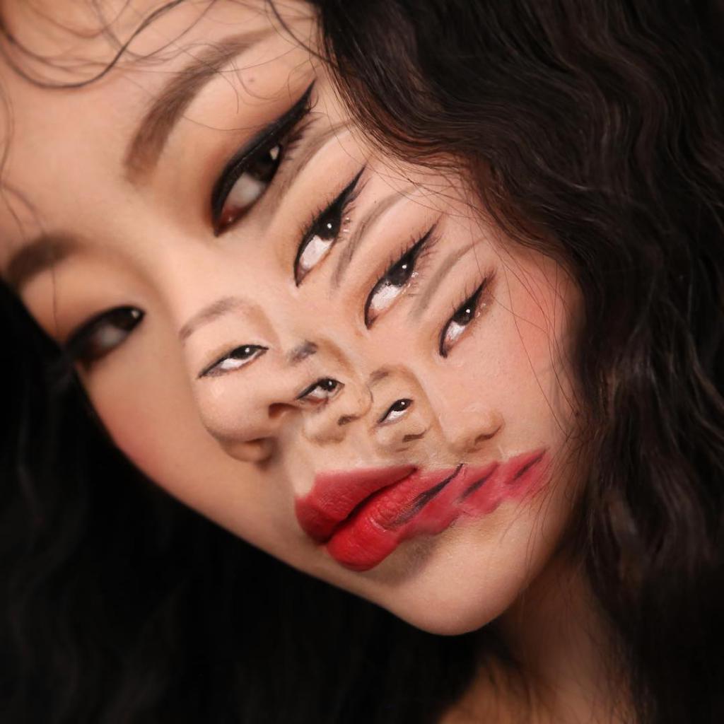 Макияж лица   оптическая иллюзия: шедевры от японского художника