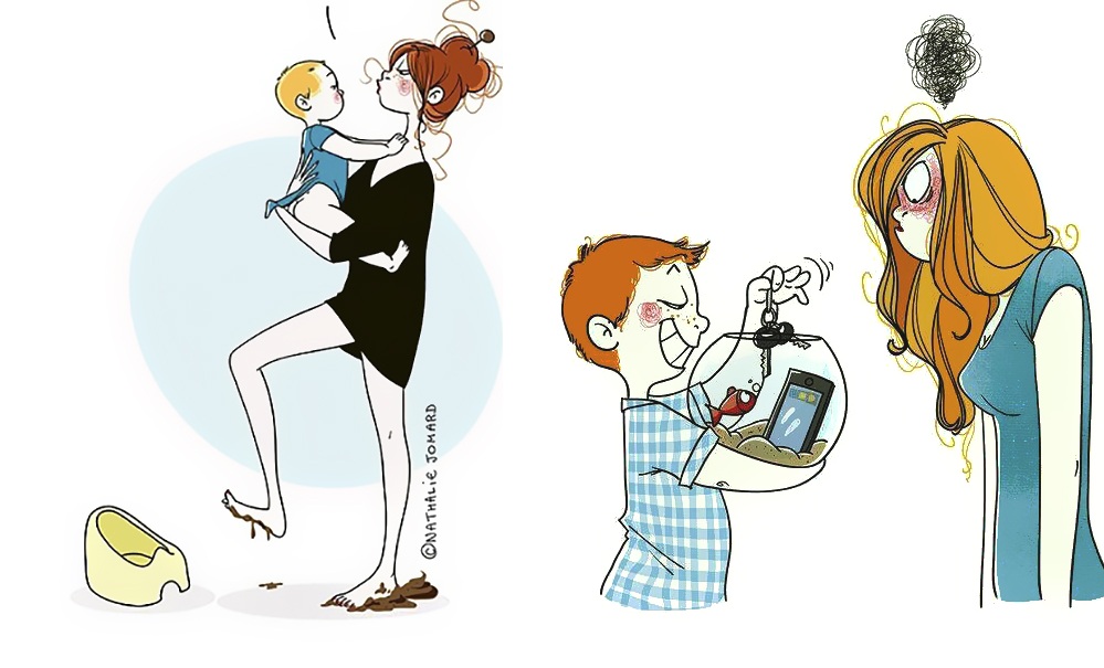Иллюстратор из Франции доказала, что мама - самая трудная и ответственная работа в мире (забавные карикатуры)