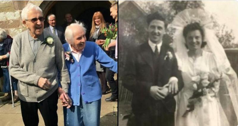 Они поженились во время Второй мировой. Спустя 75 лет супруги повторили свадебные клятвы