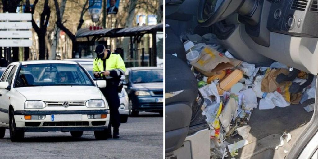 Мужчину оштрафовали сотрудники полиции, после того как обнаружили, сколько мусора в его машине