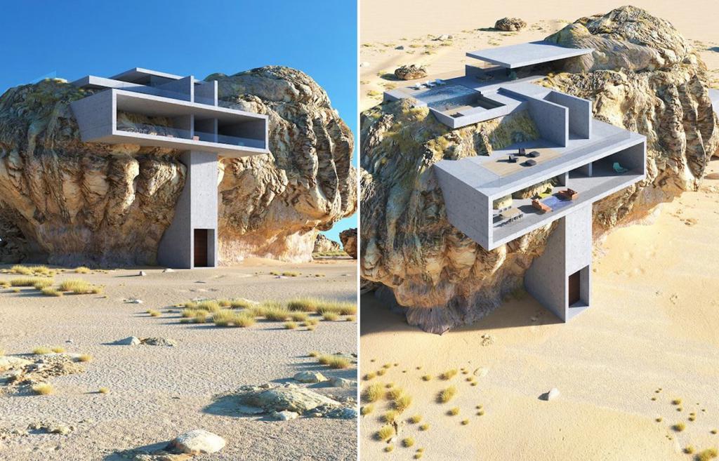 Жилище в скале: каменные глыбы Саудовской Аравии вдохновили архитектора создать оригинальный дом