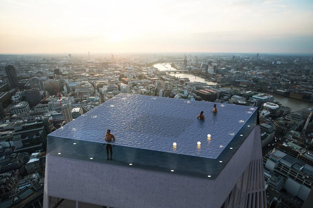 Грандиозный масштаб: первый в мире пейзажный бассейн на 360 градусов возглавит 55-этажную башню в Лондоне