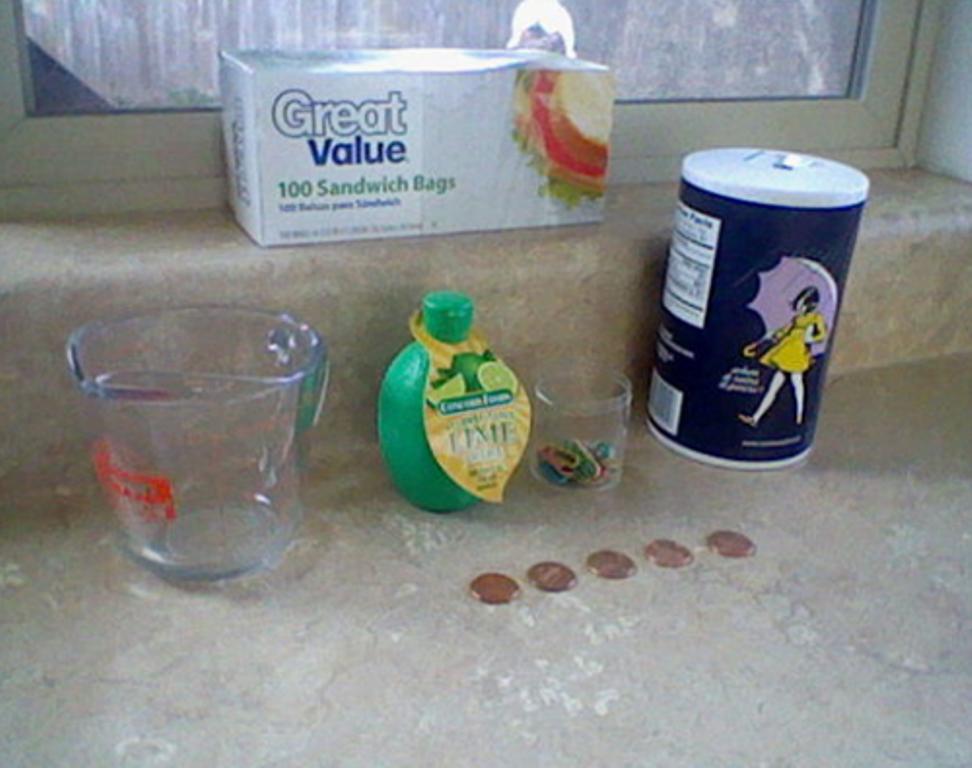 Пакет с водой, несколько монет и лимон. Получается лучший садовый отпугиватель для мух