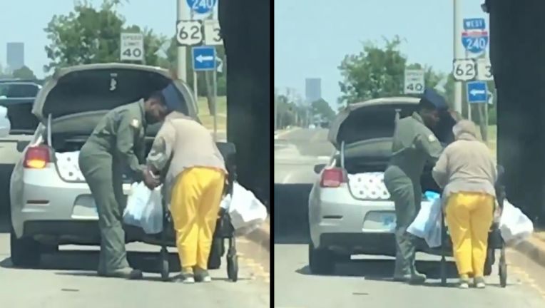 Водитель остановил машину, чтобы помочь пожилой женщине. Он и не догадывался, что его снимают на видео