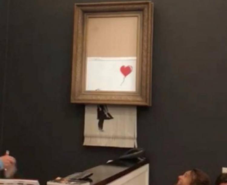 Картина «Девочка с воздушным шаром» была уничтожена автором сразу же после ее продажи на аукционе