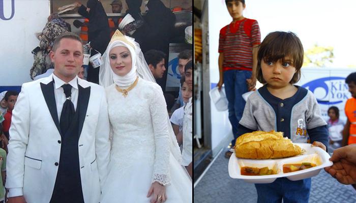 Вместо свадебного торжества   благотворительность: турецкая пара накормила 4000 беженцев в день свадьбы