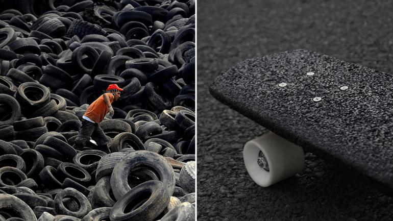 Дизайнер делает скейтборды, перерабатывая использованные автомобильные шины (фото)