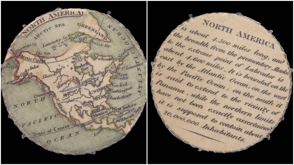 Картографическая редкость: миниатюрная шелковая карта Северной Америки XIX века будет продана за 12
