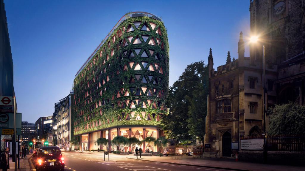 В Лондоне построят здание с самым большим в Европе зеленым фасадом, он будет поглощать до 8 тонн углерода в год
