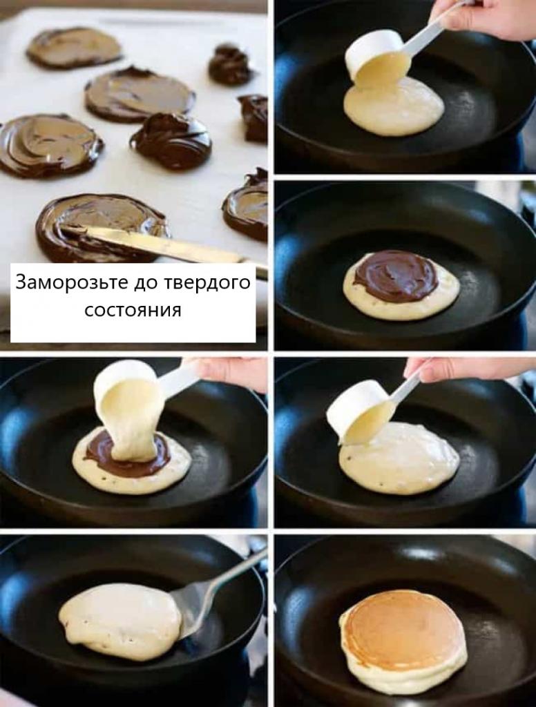 Панкейки с шоколадом внутри рецепт с фото пошагово