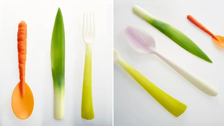 Дизайнер разработала одноразовые биоразлагаемые столовые приборы из растений в виде овощей (фото)