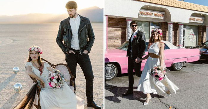 За неделю до свадьбы жених передумал: девушка сама поехала в Вегас, где сняла свадебную фотосессию для своего бизнеса