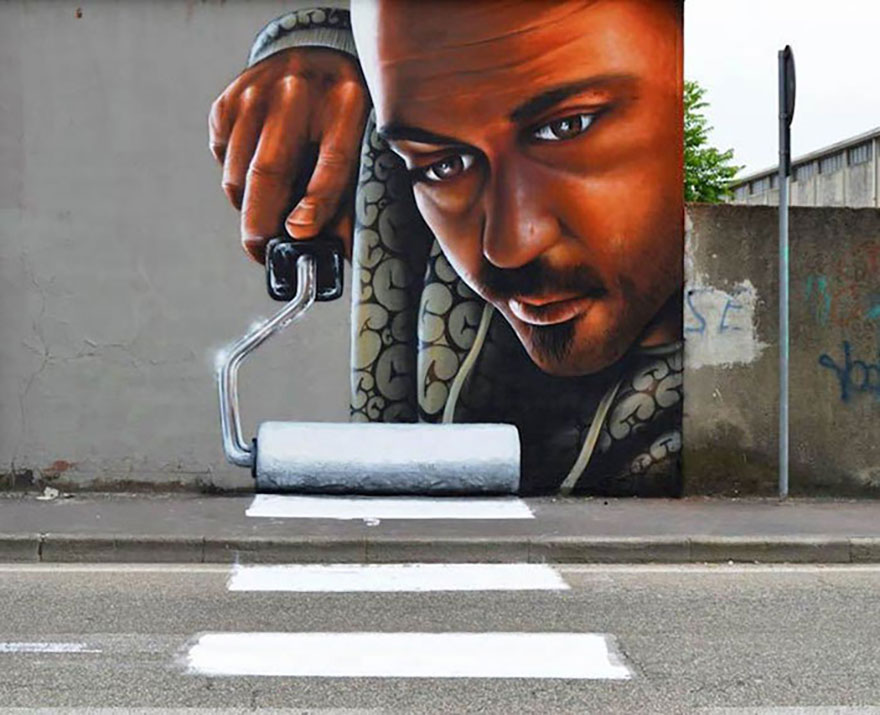 Уличный художник из Милана Козимо Чеоне Каиффа добавляет серым городским улицам красок: потрясающие 3D-фрески (фото)