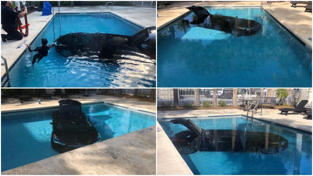 Женщина припарковала свой автомобиль на дне бассейна: полицейские поделились фото в Сети, а пользователи, конечно, оставили комментарии