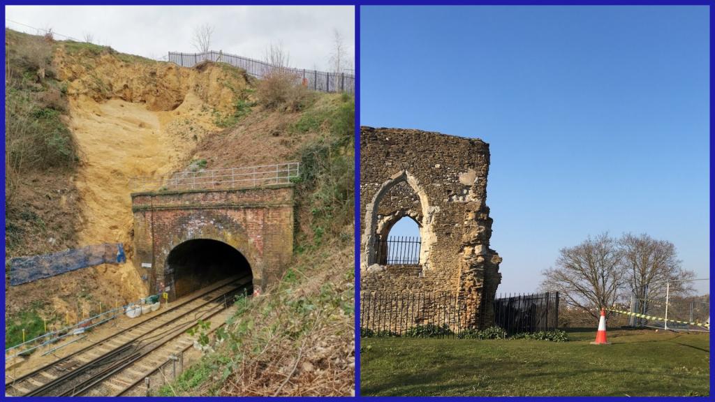 В результате оползня у железнодорожного моста в Англии открылась средневековая пещера со святыней