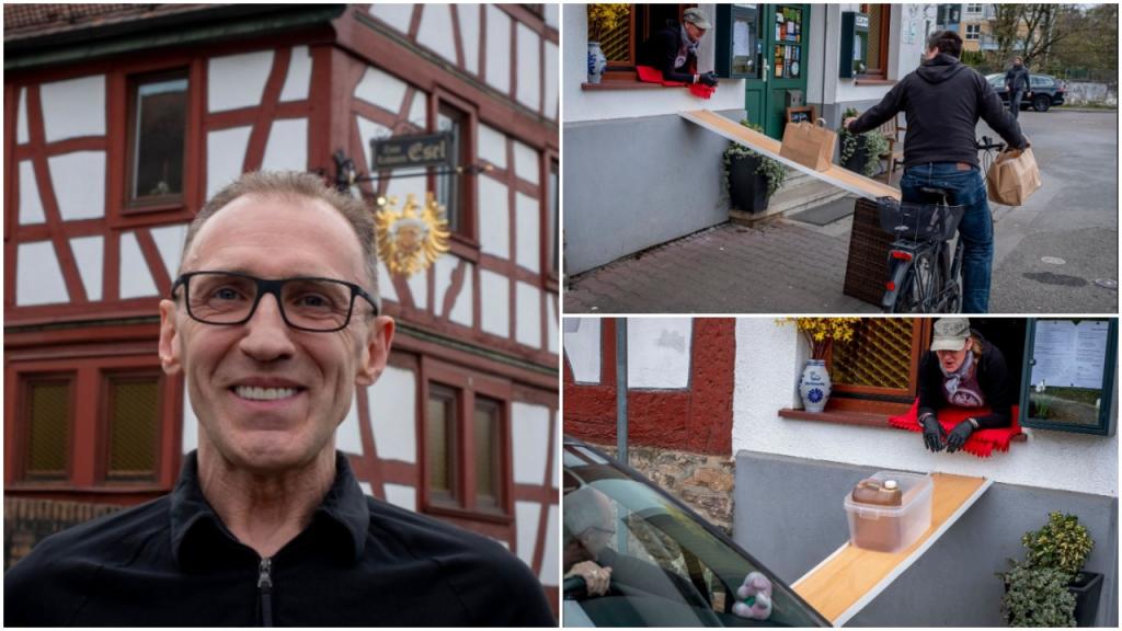 Новаторский подход: традиционный немецкий ресторан с продает еду на вынос, не контактируя с клиентом