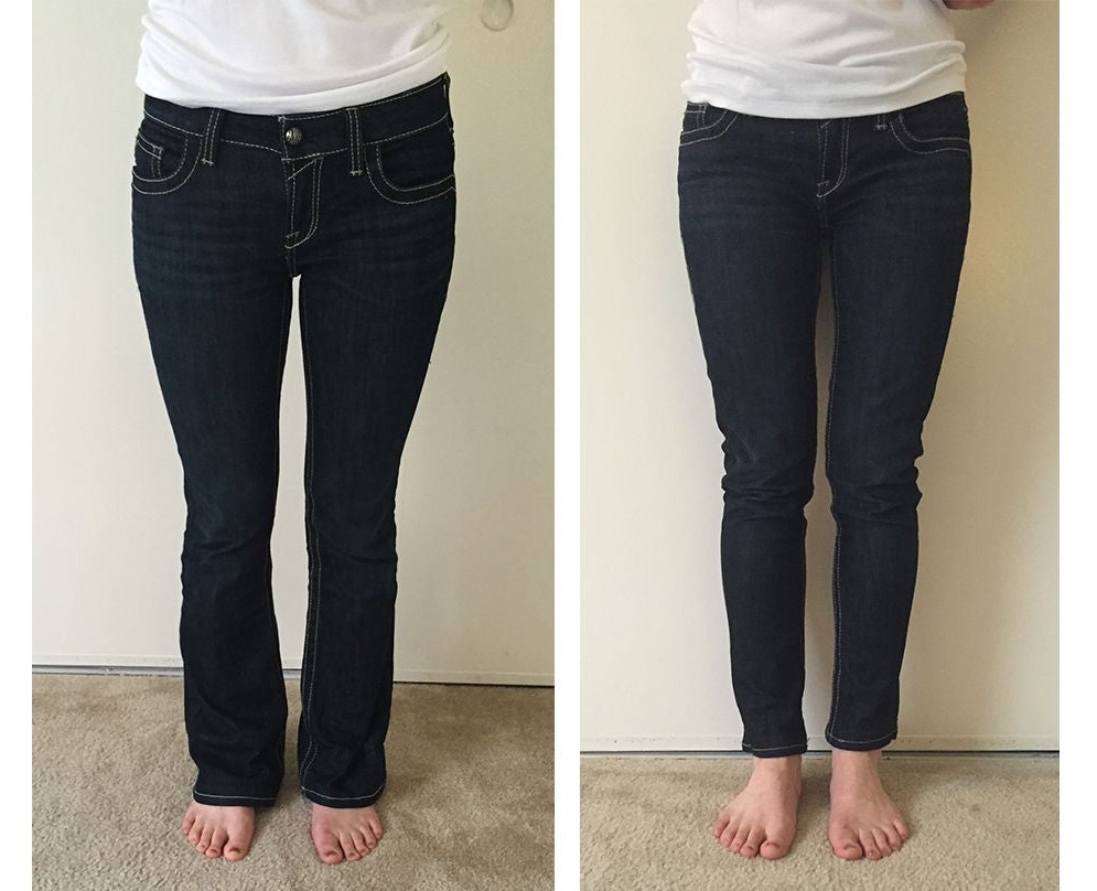 Расклешенные джинсы больше не соответствуют моему стилю: подруга подсказала, как очень просто сделать из них скинни