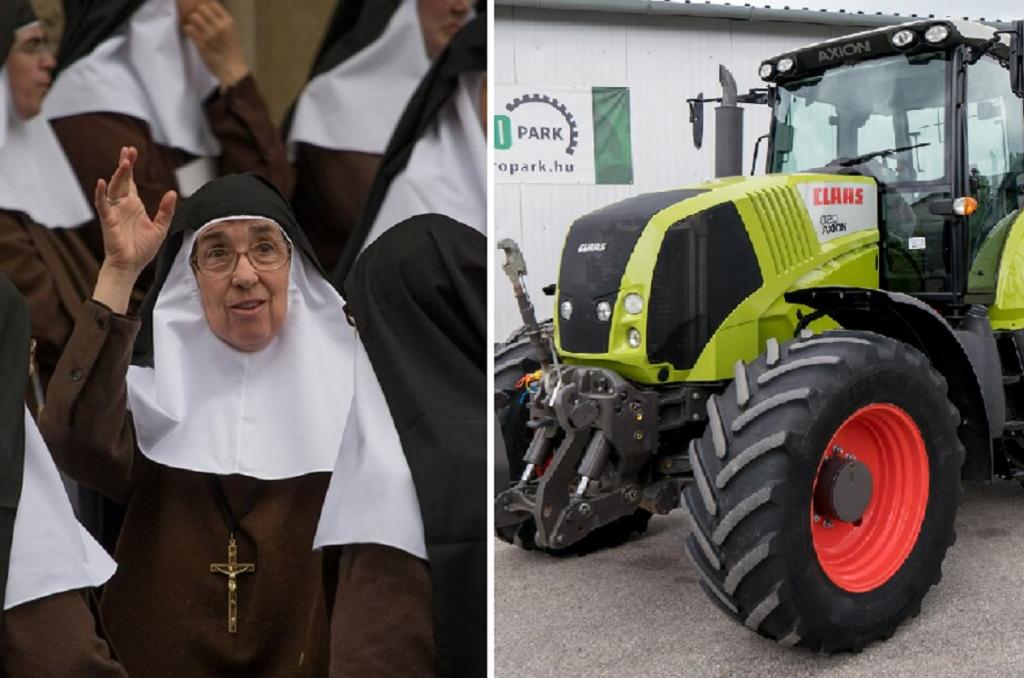 Монахиня на тракторе дезинфицирует улицы в Перу (видео)