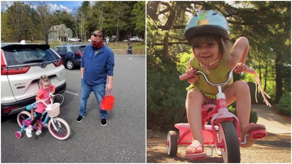 У девочки украли велосипед, но полицейский ее быстро успокоил. Он подарил малышке другой, который принадлежал его дочери
