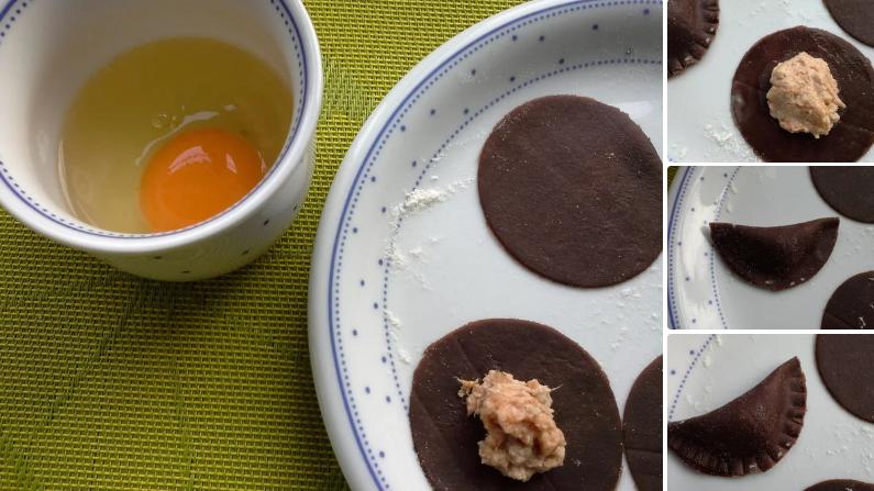 Решила порадовать мужа необычным завтраком: приготовила ему шоколадные вареники с грецкими орехами и апельсином