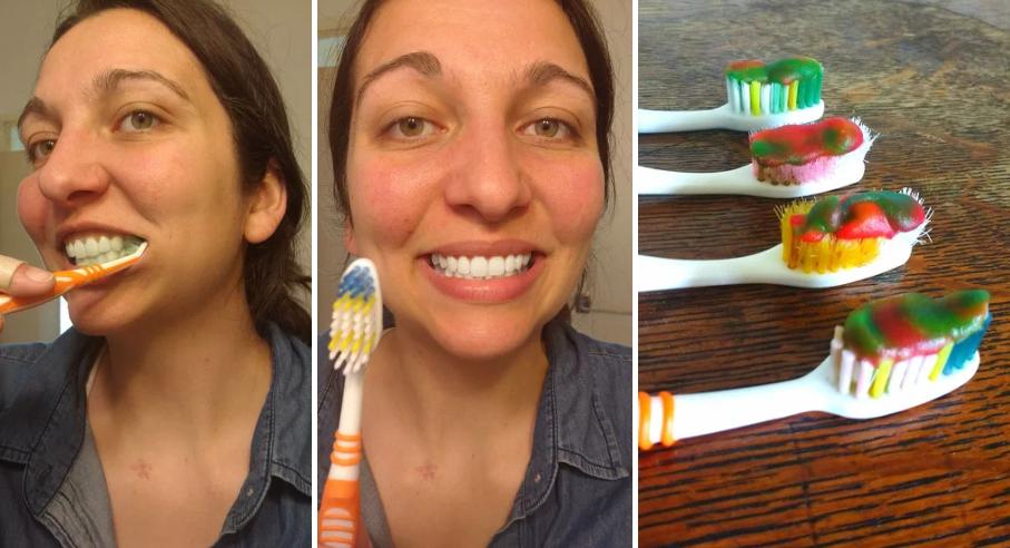 Ребенок отказывается чистить зубы? Делаем зубную пасту в виде радуги