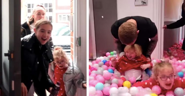 Весь дом   сухой бассейн: папа хотел порадовать дочерей, поэтому заполнил дом 250 000 пластиковых шариков (видео)