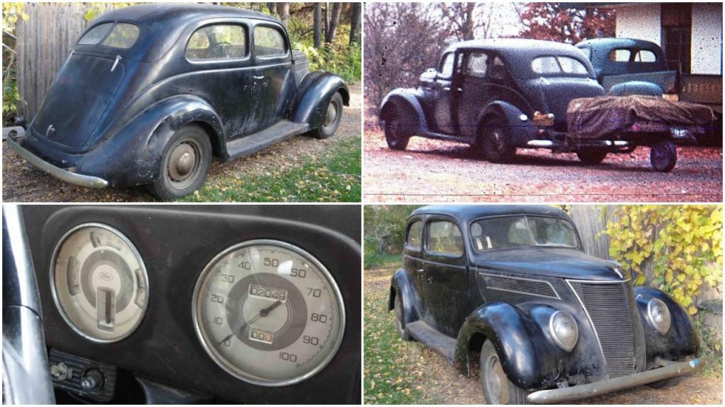Ford Tudor 1937 года   удивительный автомобиль с одноколесным прицепом. На одометре раритета всего 2000 миль