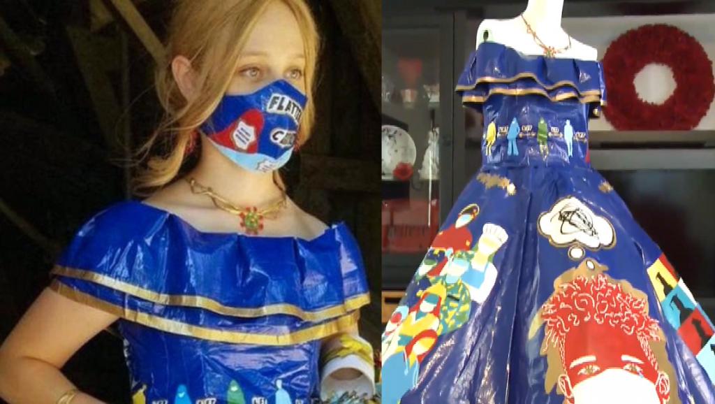 41 рулон клейкой ленты и 4 месяца кропотливой работы: девушка создала необычное платье. Вдохновила ее ситуация в мире (фото)