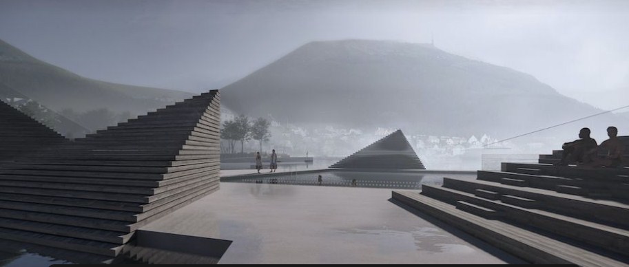 Сауна, места для пикника, прокат каяков: в 2023 году в Норвегии откроется бассейн в форме морской звезды   часть нового пляжного парка