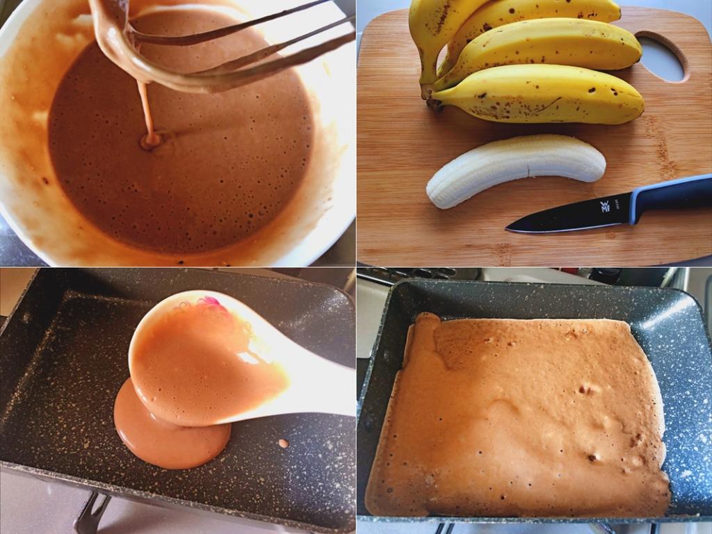 Если до прихода гостей осталось мало времени - готовлю шоколадно-банановый рулет