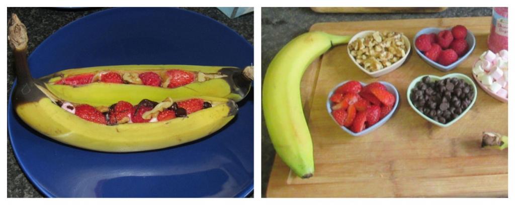Банановые лодки с ягодами, запеченные на гриле,   отличный десерт для пикника: рецепт