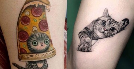 20 милых татуировок с котиками, от которых замурчат те, кто любят этих животных