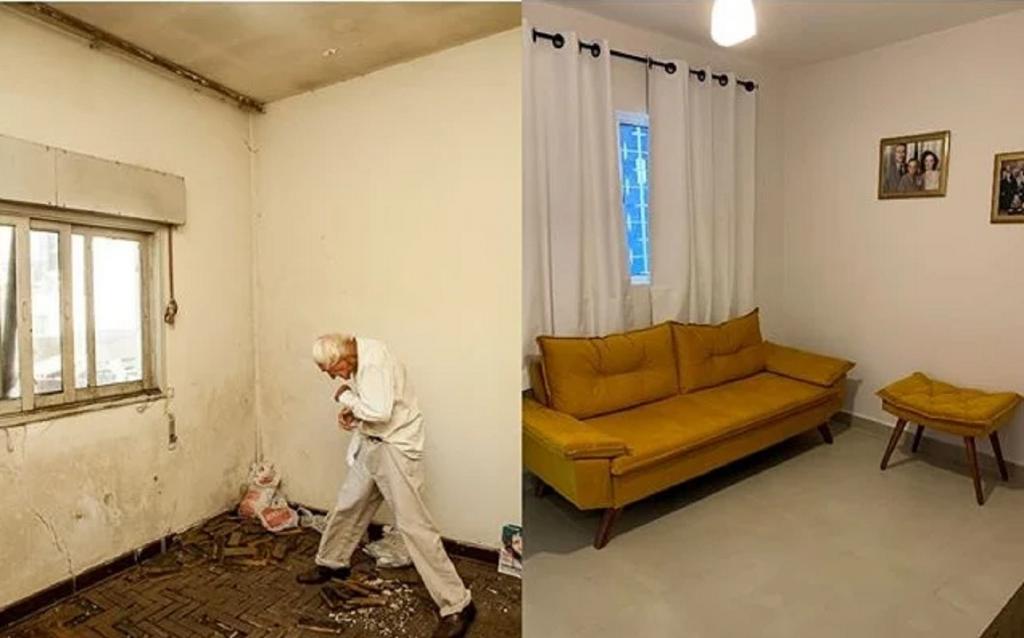 Молодые люди пришли на помощь своему 78 летнему соседу и отремонтировали ему квартиру