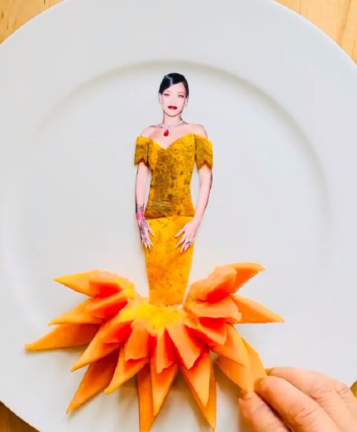 Наряды из черешни, папайи и петрушки - не миф, а реальность: дизайнер создает модную одежду прямо из еды