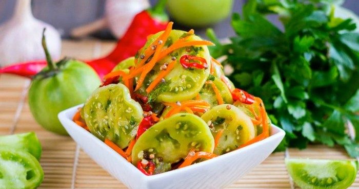 Рецепт вкусного салата по корейски из зеленых помидоров