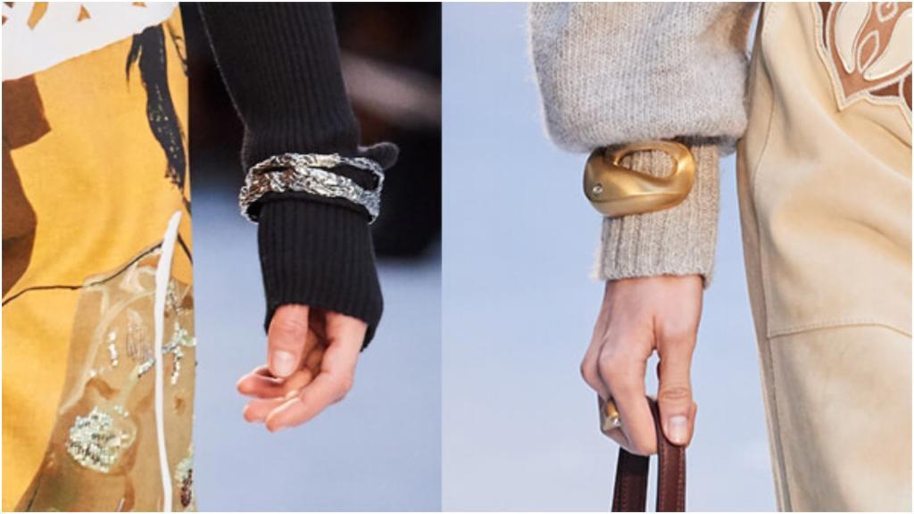 Новинка моды 2020: большие броские браслеты поверх одежды и даже пальто