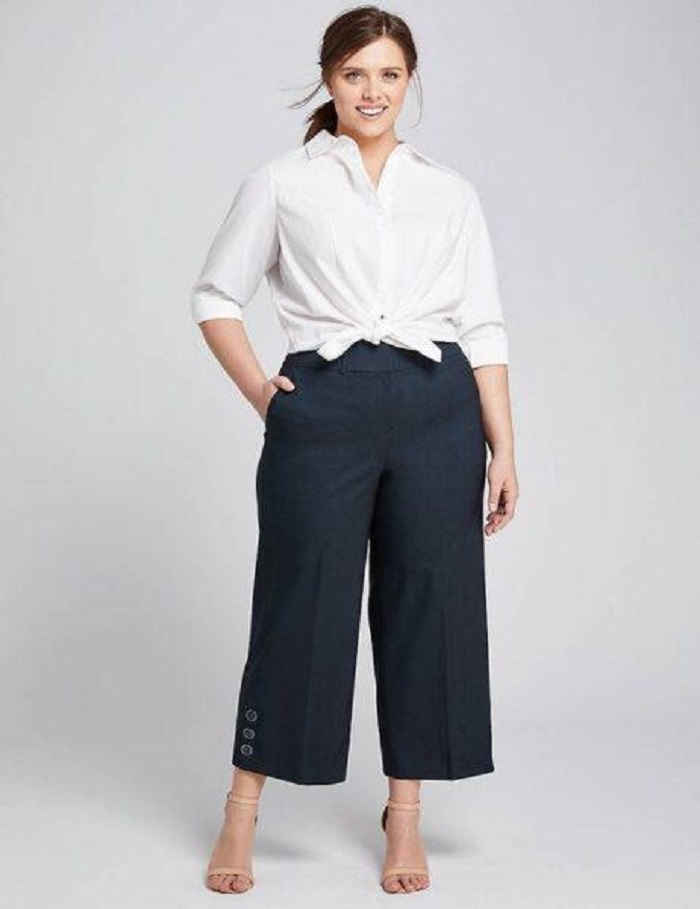 Укороченные брюки для полных женщин за 50 лет