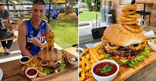 Австралиец побил рекорд, съев 5‑килограммовый бургер за полчаса и закусив его десертом