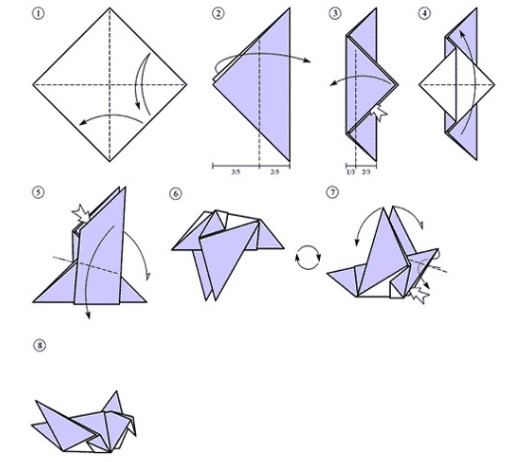 Как сделать оригами в виде голубя?