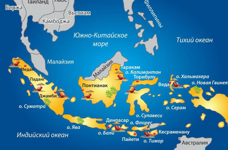 Индонезия на карте: остров за островом